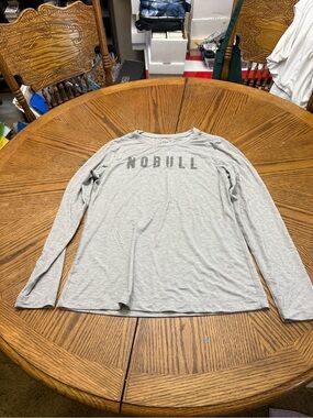 NOBULL Heather Gray Long Sleeve Logo Tee